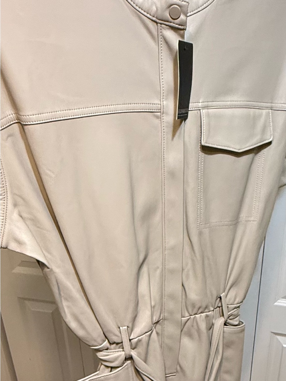 Eloquii Cream faux leather cap sleeves jumpsuit